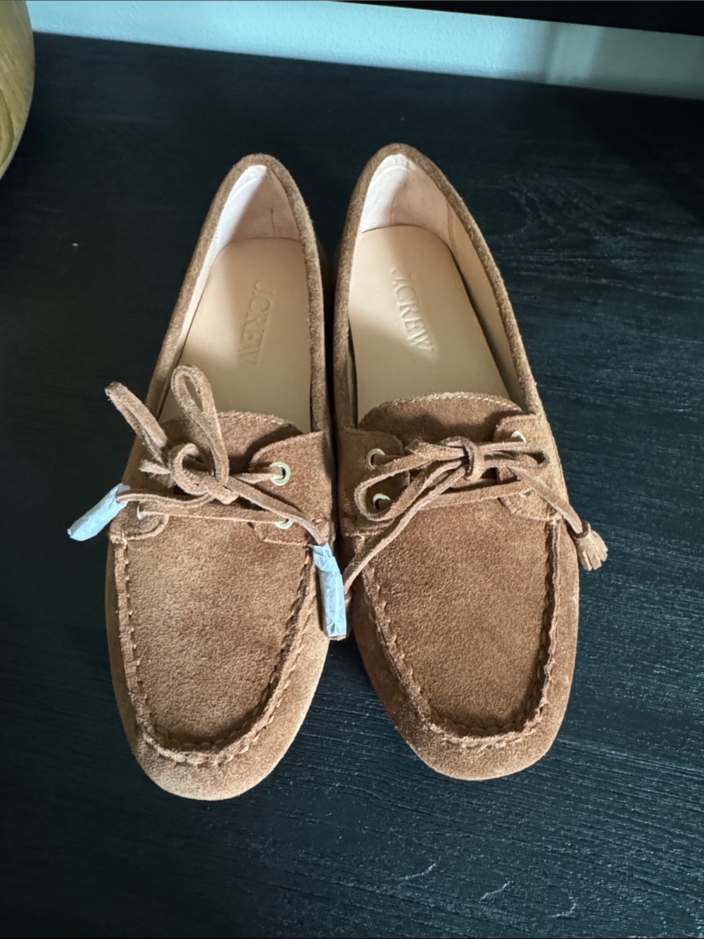 J. Crew Women's Tan Suede Lace-Top Driving Moccasins